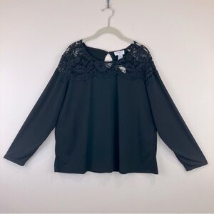 Carmen Marc Valvo Long Sleeve Lace Top